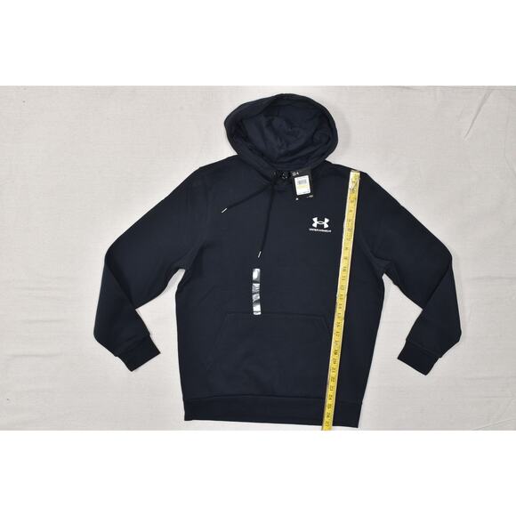 Under Armour Men's Black Essential Fleece Hoodie Regular Size M Cotton Blend NEW - Picture 2 of 8